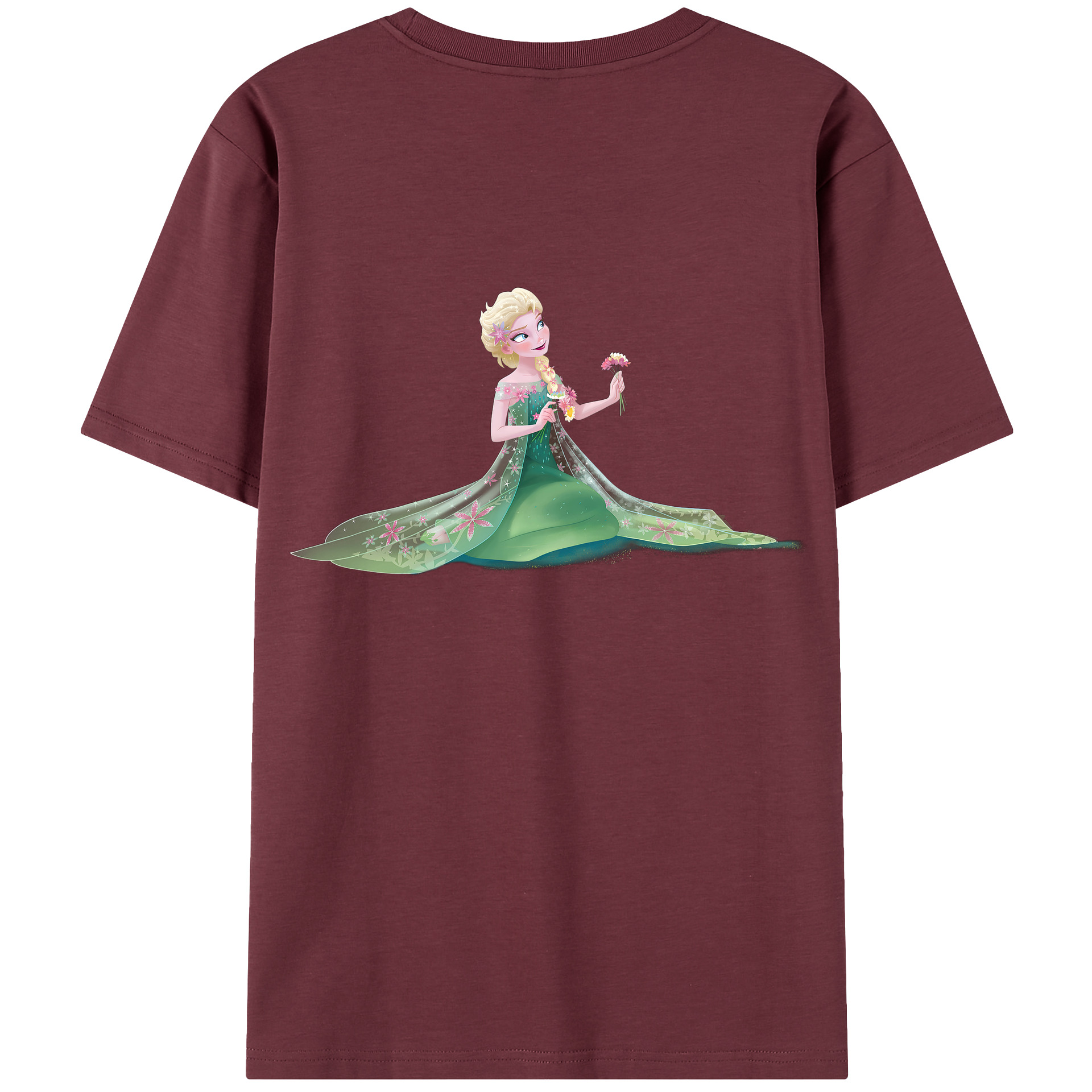 （画像用） アナと雪の女王 アンナ エルサ Frozen Anna Elsa 綿100％半袖Tシャツ（背面プリント）
